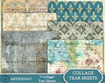 COLLAGE SHEETS, Tear Sheets, Junk Journal, Printable Ephemera, No. 644