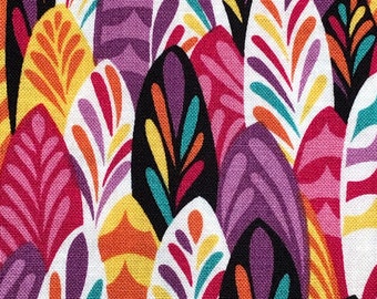 Colorful Feathers Cotton Fabric 18” x 21” Fat Quarter
