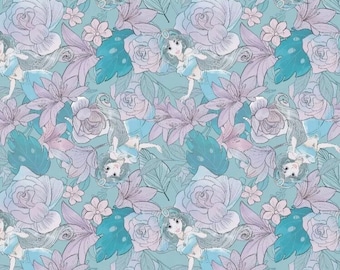 Disney Princess JASMINE Tropical/Floral fabric 100% cotton FQ 18" x 21" 