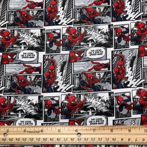 Marvel Comics Spiderman Comic Panels Black and White Cotton Fabric 18 x 21, 1/4 yard image 2