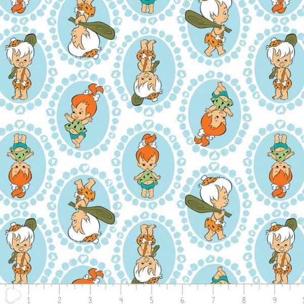 The Flintstones Pebbles Bam-Bam Bedrock Cotton Quilt Fabric 18”x21” fat quarter
