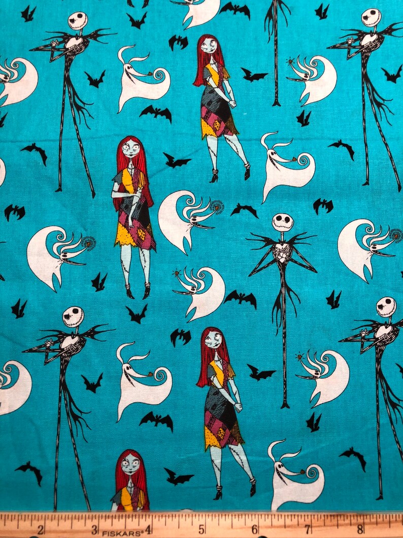 Disney\u2019s Nightmare Before Christmas Jack Skellington Loves Sally Cotton Fabric 14 Yard