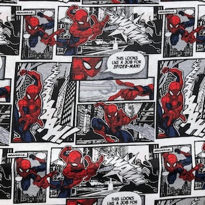 Marvel Comics Spiderman Comic Panels Black and White Cotton Fabric 18 x 21, 1/4 yard image 3