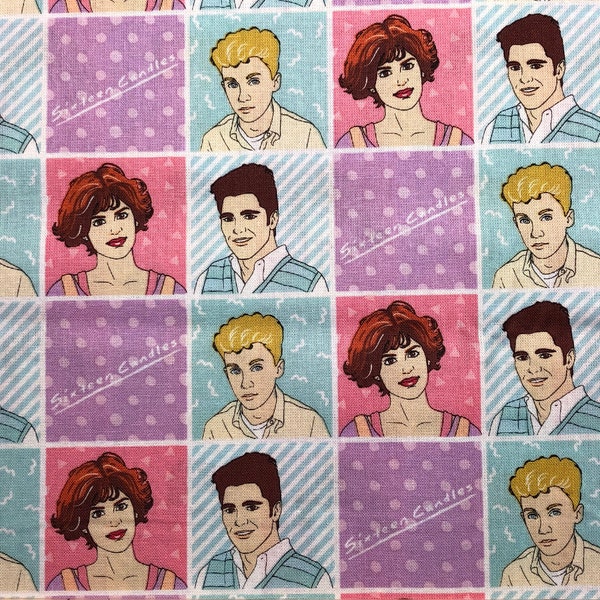Sixteen Candles Movie Pink White Cotton Fabric Fat Quarter 18”x21”