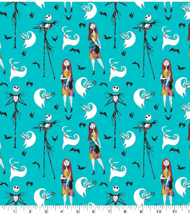 Disney\u2019s Nightmare Before Christmas Jack Skellington Loves Sally Cotton Fabric 14 Yard