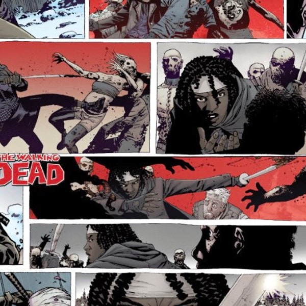 The Walking Dead Comic Cotton Fabric 18” x 21” Fat Quarter