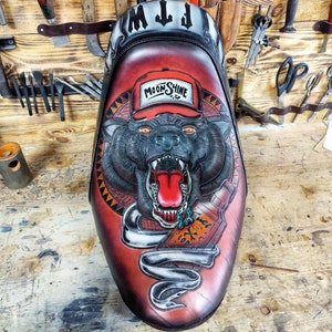 Custom Tooled Leather Motorcycle Seat - Deposit for Custom Order