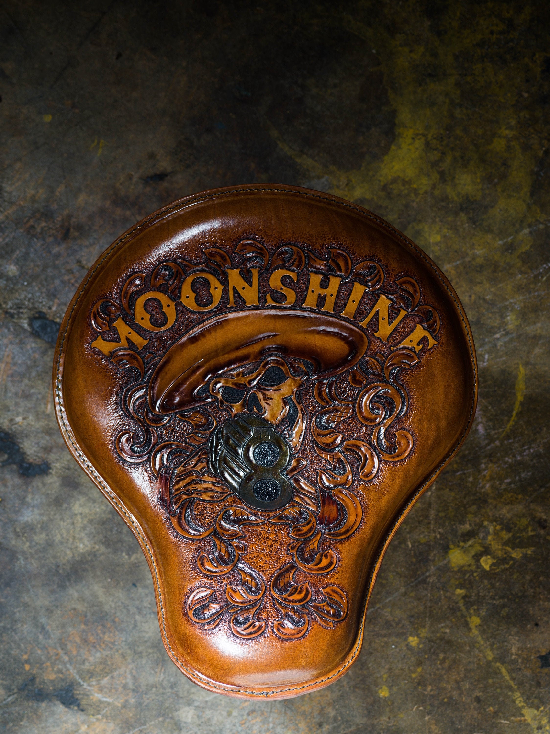 Tooled leather motorcycle seats deals