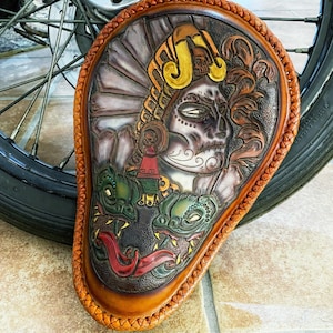 Mayans leather motorcycle seat