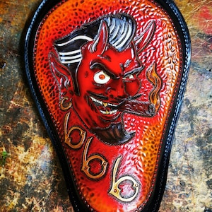 Lucky Devil 666 Motorcycle Leather Seat for Custom Bobber Chopper Shovelhead Panhead Sportster  Kustom Kulture