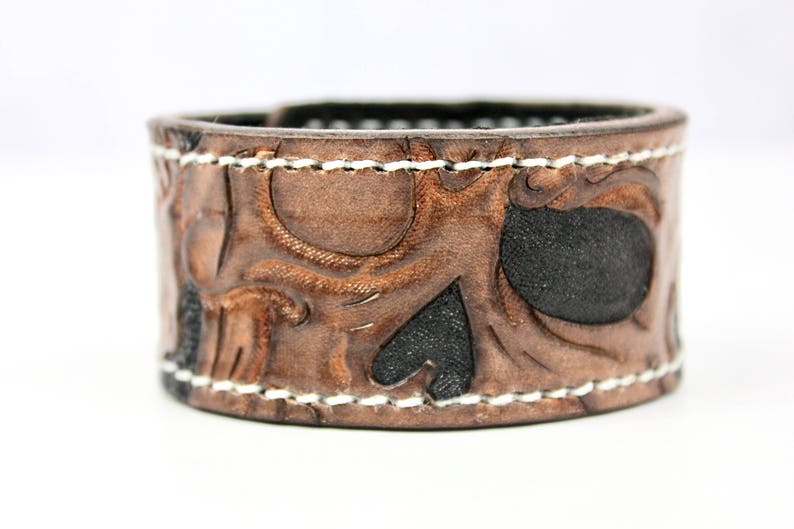 Skull Bracelet Brown Leather Bracelet Handmade Leather Gift Leather Wrap Bracelet Custom and Personalized Gift Cuff Wrap