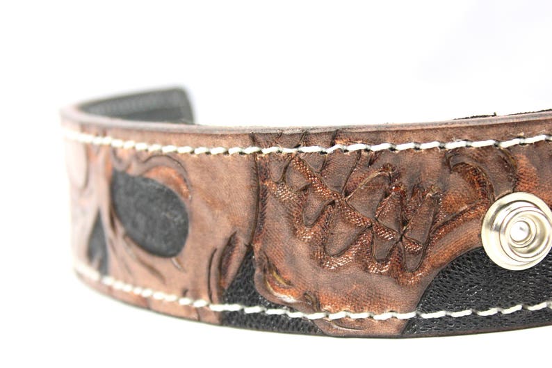 Skull Bracelet Brown Leather Bracelet Handmade Leather Gift Leather Wrap Bracelet Custom and Personalized Gift Cuff Wrap