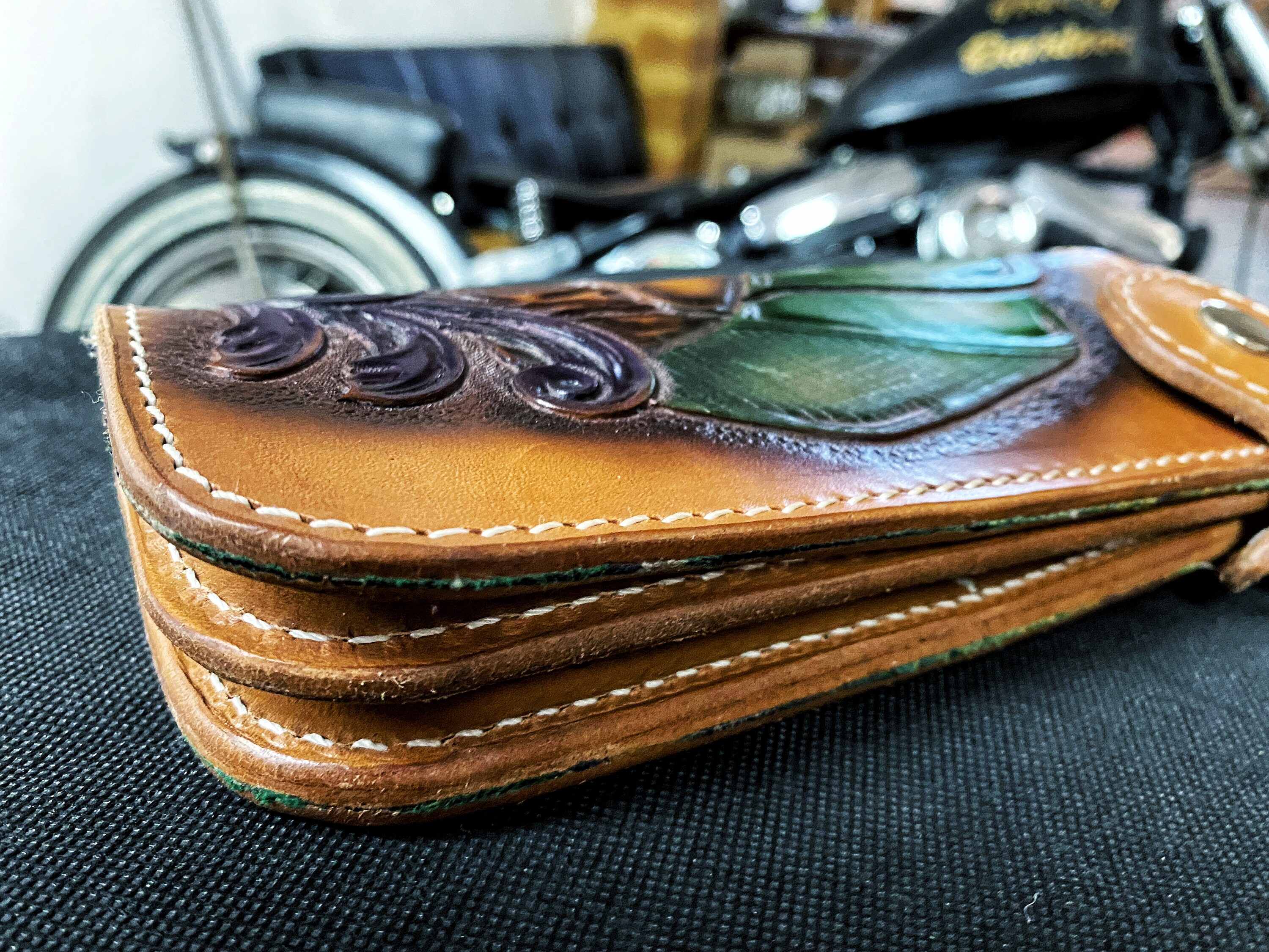 Handmade Leather Biker Wallet: Carved Chicano Mayan Design - Etsy