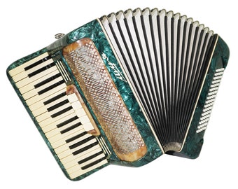 Rare Piano Accordion Shuya, made in Russia, Keyboard Accordian Instrument, New Straps 2277, Amazing sound! Original Folk Musical Instrument