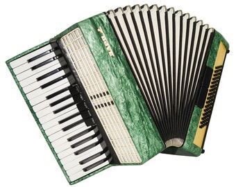 Russian Accordion Vintage Piano Accordian, Zarya 80 Bass Buttons, with New Straps, Keyboard Accordian, made in USSR, Beautiful sound.