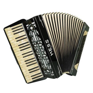Hess Klingenthal Vintage Accordion 120 Bass, made in Germany, Lightweight Old Original Piano Accordion, New Straps