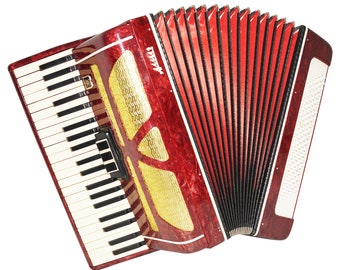 Russian Piano Accordion for Adults Almaz 120 Bass, made in USSR, Soviet Accordion, Original Straps, New Soft Bag, Used Keyboard Accordian