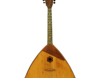 Vintage Antique Balalaika, 6 Strings, Natural Wood, Luxury Folk Musical Instrument, String Instrument, Old Lute Vihuela