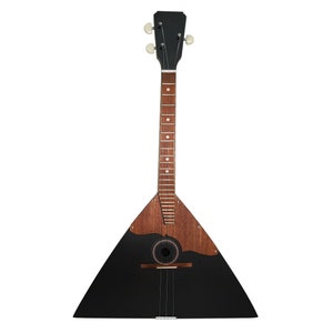 Classic Original Balalaika Prima 3 Strings, Handmade Folk Lute Musical Instrument, made in Ukraine, Natural Wood, Black, Amazing Sound!
