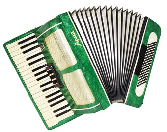 Russian Concert Piano Accordion 96 Bass, made in USSR, Ariya Accordion, New Straps Soft Case for Gift, Keyboard Accordian, Wonderful sound.