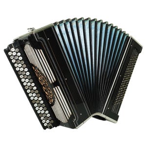 Vintage russisches Bayan-Knopfakkordeon mit massiven Zungen, Kupferklang und 120 Bässen, professionelles Musikinstrument, charismatischer Klang!