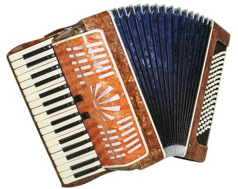 Vintage Russian Piano Accordion 80 Bass Buttons, Folk Accordion Instrument, New Straps 2294, Keyboard Accordian, Beautiful sound.