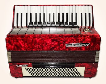 Weltmeister Stella 120 Bass, made in Germany, Close to New Full Size Piano Accordion, New Straps and Case, Professional Accordian for Adults