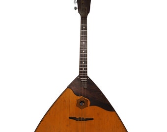 Old Original Balalaika, 3 Strings, 19 Frets Natural Wood, made in USSR, Vintage Folk String Musical Instrument