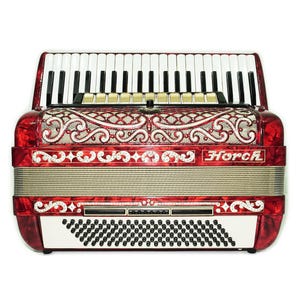 Horch Deluxe Full Size Piano Accordion 120 Bass, made in Germany, New Straps and Hard Case, Powerful Sound! Musical Instrument for Adults!