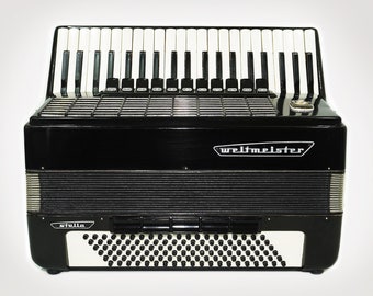 Weltmeister Stella Accordion 120 Bass, German Piano Accordian, New Straps Case for Gift, Quality Vintage Musical Instrument for Adults
