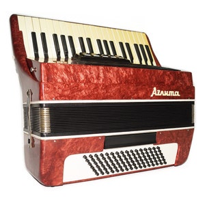 Russian Piano Accordion Aelita 96 Bass Buttons, made in Russia, incl New Straps Case, Beautiful Keyboard Accordian! Rich and Bright sound!