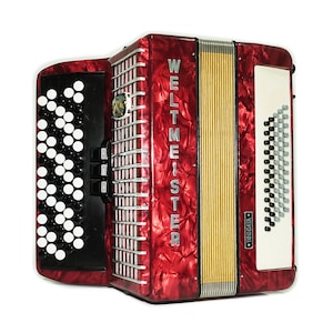 Weltmeister Toccata Converter 5 Row Button Accordion 60 Bass, Free Bass and Stradella, made in Germany, Lightweight Concert Bayan B Griff