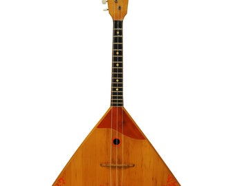 Vintage Old Balalaika, made in the USSR, 3 Strings, 15 Frets, Natural Wood, Original Folk Musical Instrument