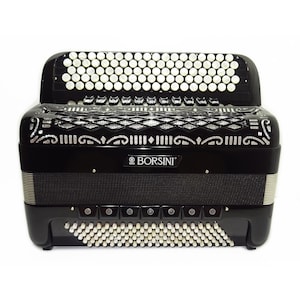 Borsini Professional Original 5 Row Button Accordion 120 Bass, made in Italy, includes Straps and Case, Top Quality Great Accordion!