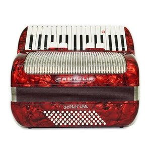 Cantulia Senorita 72 Bass made in Germany, Lightweight Original Piano Accordion, New Straps, Rare Vintage Keyboard Accordion