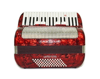 Cantulia Senorita 72 Bass made in Germany, Lightweight Original Piano Accordion, New Straps, Rare Vintage Keyboard Accordion