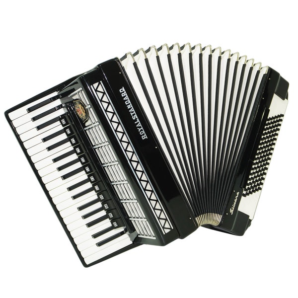 Royal Standard Silvana-accordeon gemaakt in Duitsland 96 basconcertpiano Acordeon voor volwassenen 2236 Nieuwe riemen, koffer Prachtig kwaliteitsgeluid!