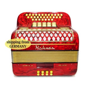 Almost Unused Hohner Norma III DeLuxe Diatonic Button Accordion Garmon German Harmonika, Rare Squeezebox, Fantastic sound!