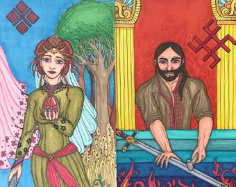 Tarot Art IV Mokosh and V Svarog