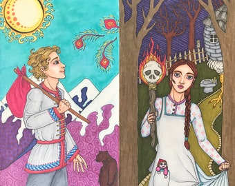 Slavic Tarot Art Print: Ivan the Fool & Vasilisa the Beautiful