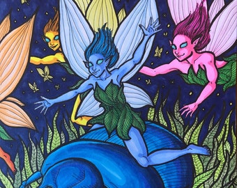 Attack of the Pixies! Art Pen Drawing