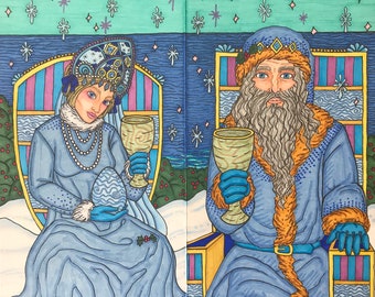 Tarot Art Tsaritsa and Tsar of Cups