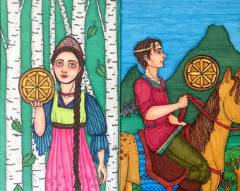 Tarot Art Princess and Prince of Coins