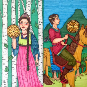 Tarot Art Princess and Prince of Coins