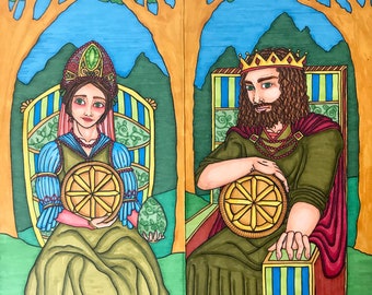 Tarot Art Tsaritsa and Tsar of Coins