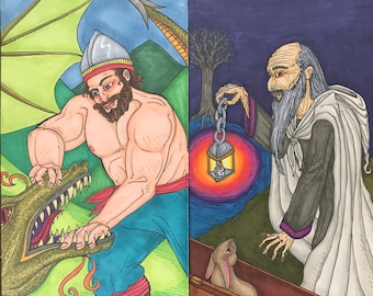 Tarot Art VIII Ilya Muromets and IX Koschei the Deathless