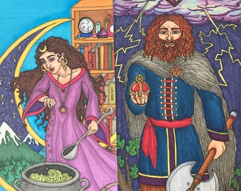 Tarot Art II Vedma and III Perun