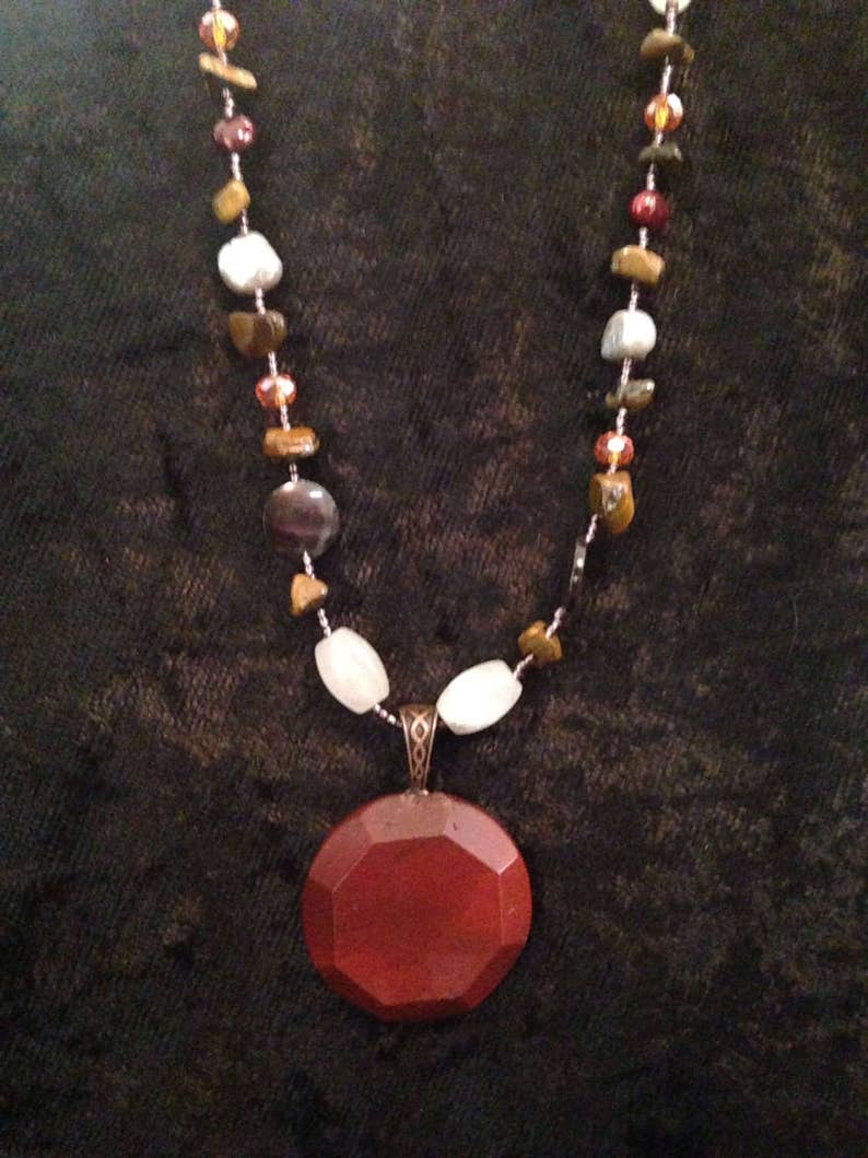 Red River Agate Pendant and Earrings Set OOAK