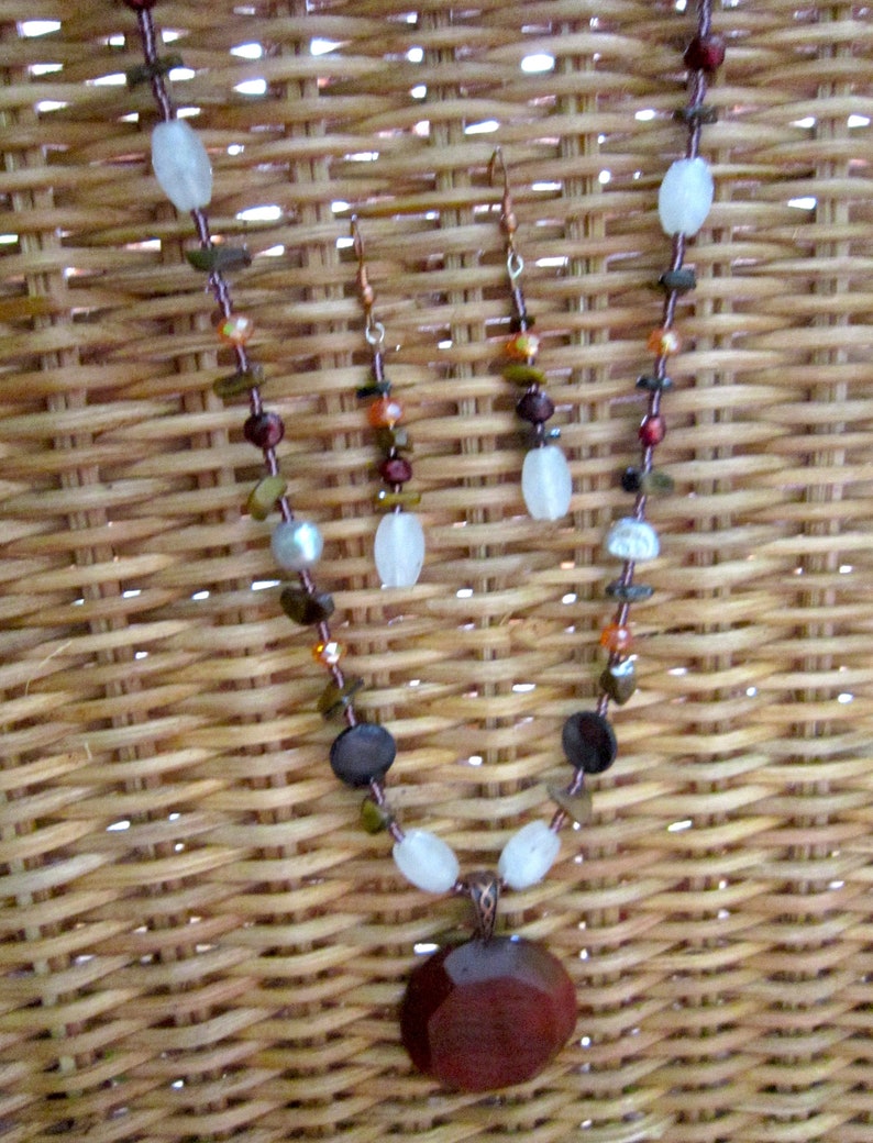 Red River Agate Pendant and Earrings Set OOAK