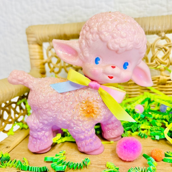 Easter Squeaky Lamb Ombre Lovely Lavender Petal Pink  Decor Decoration 5.5”